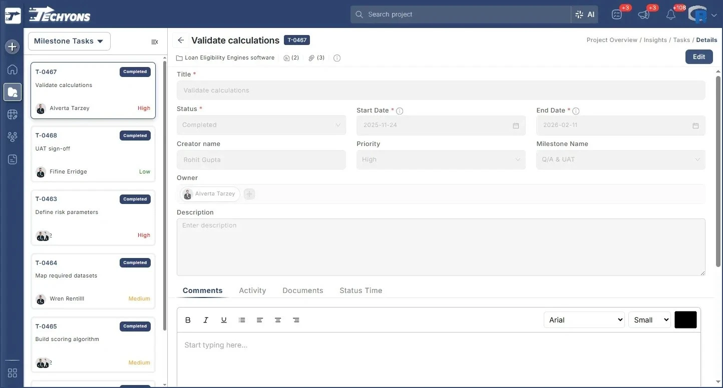  Techyons Projects Task Visibility